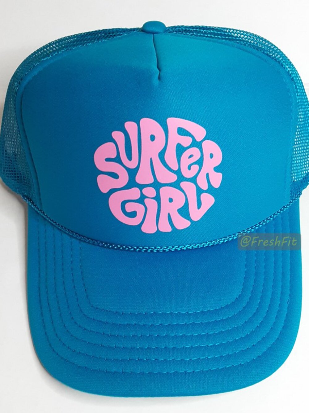 🆕Surfer Girl Groovy Foam Trucker Hat Mesh Snapback Cap Turquoise